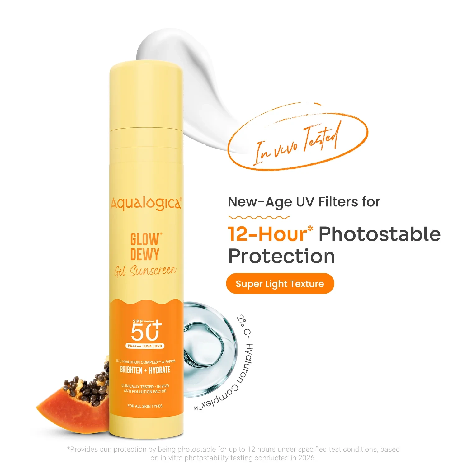 Aqualogica Glow+ Dewy Gel Sunscreen (Yellow Papaya) - 9 Aqualogica Glow+ Dewy Gel Sunscreen (Yellow / Papaya) - Image 1