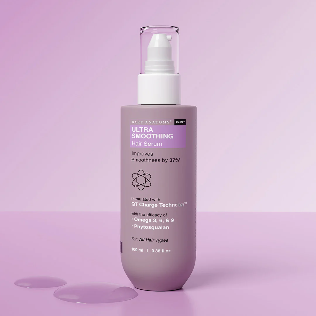US_Serum Bare Anatomy Ultra Smoothing Hair Serum with Vitamin E for Dry & Frizzy Hair | Improves Smoothness & Shine - 100 ml - Image 1