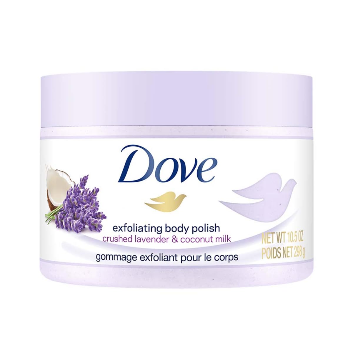 51-bWlqiSfL._SL1200_ Dove Body Polish Crushed Lavender & Coconut Milk - 298g - Image 1
