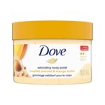 Dove Exfoliating Body Polish Scrub for Dry Skin with Crushed Almond and Mango Butter,Sulfate-Free, Fruity Scent, 298g