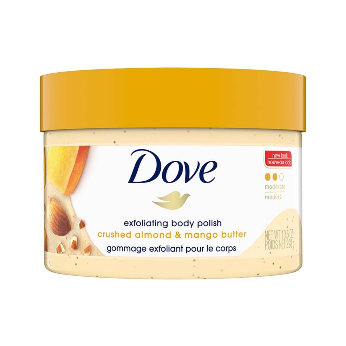 51UW3T0xcNL._SL1200_ Dove Exfoliating Body Polish Scrub for Dry Skin with Crushed Almond and Mango Butter,Sulfate-Free, Fruity Scent, 298g - Image 1